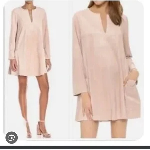 BCBGMaxAzria | Beritt Long Sleeve Tan Dress Faux Suede - fits XS-Medium - Picture 8 of 8